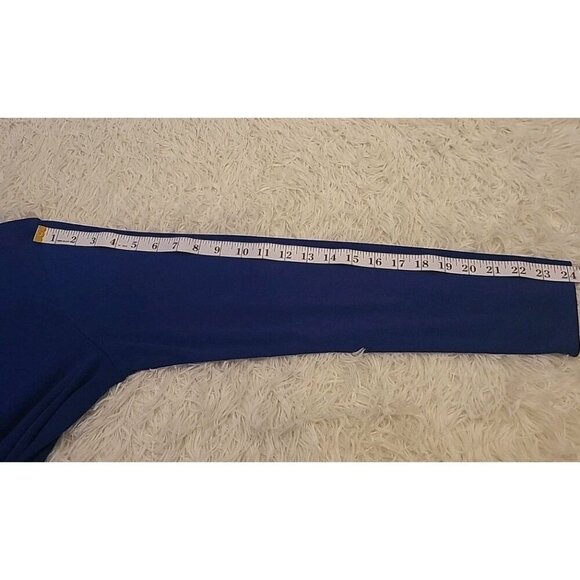 Amazon Royal Blue Large Womens Shirred Waist Draped Long Sleeve Shirt Navy Blue - Picture 5 of 8